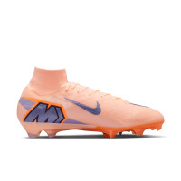 Nike Zoom Mercurial Superfly 10 LV8 Elite Gazon Naturel Chaussures de Foot (FG) Rose Saumon Bleu Foncé Mauve