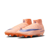 Nike Zoom Mercurial Superfly 10 LV8 Elite Gazon Naturel Chaussures de Foot (FG) Rose Saumon Bleu Foncé Mauve