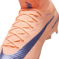 Nike Zoom Mercurial Superfly 10 LV8 Elite Gazon Naturel Chaussures de Foot (FG) Rose Saumon Bleu Foncé Mauve