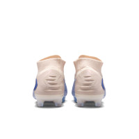 Nike Phantom 6 High LV8 Elite Gazon Naturel Chaussures de Foot (FG) Blanc Cassé Bleu Clair Bleu
