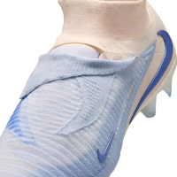Nike Phantom 6 High LV8 Elite Gazon Naturel Chaussures de Foot (FG) Blanc Cassé Bleu Clair Bleu