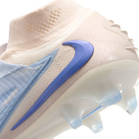 Nike Phantom 6 High LV8 Elite Gazon Naturel Chaussures de Foot (FG) Blanc Cassé Bleu Clair Bleu