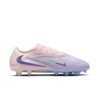 Nike Phantom 6 Low LV8 Elite Gazon Naturel Chaussures de Foot (FG) Blanc Cassé Bleu Clair Bleu
