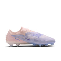 Nike Phantom 6 Low LV8 Elite Gazon Naturel Chaussures de Foot (FG) Blanc Cassé Bleu Clair Bleu