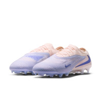 Nike Phantom 6 Low LV8 Elite Gazon Naturel Chaussures de Foot (FG) Blanc Cassé Bleu Clair Bleu