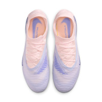 Nike Phantom 6 Low LV8 Elite Gazon Naturel Chaussures de Foot (FG) Blanc Cassé Bleu Clair Bleu