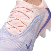 Nike Phantom 6 Low LV8 Elite Gazon Naturel Chaussures de Foot (FG) Blanc Cassé Bleu Clair Bleu