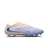 Nike Phantom 6 Low LV8 Elite Gazon Artificiel Chaussures de Foot (AG) Blanc Cassé Bleu Clair Bleu