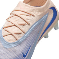 Nike Phantom 6 Low LV8 Elite Gazon Artificiel Chaussures de Foot (AG) Blanc Cassé Bleu Clair Bleu