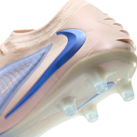 Nike Phantom 6 Low LV8 Elite Gazon Artificiel Chaussures de Foot (AG) Blanc Cassé Bleu Clair Bleu