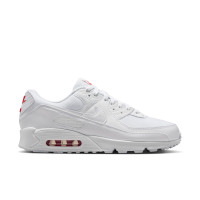 Nike Air Max 90 Baskets Blanc Blanc Rouge Vif