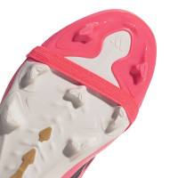 adidas Predator League FT Gras Voetbalschoenen (FG) Kids Felroze Zilvergrijs Zwart Goud
