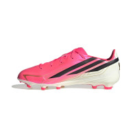 adidas F50 Hyperfast League Gras Voetbalschoenen (FG) Kids Felroze Zwart Goud Wit