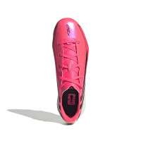 adidas F50 Hyperfast League Gras Voetbalschoenen (FG) Kids Felroze Zwart Goud Wit