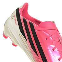 adidas F50 Hyperfast League Gras Voetbalschoenen (FG) Kids Felroze Zwart Goud Wit