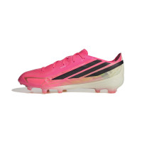 adidas F50 Hyperfast Elite Gazon Naturel Chaussures de Foot (FG) Enfants Rose Vif Noir Doré Blanc