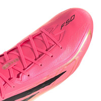 adidas F50 Hyperfast Pro Gras Voetbalschoenen (FG) Felroze Zwart Goud Wit
