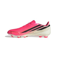 adidas F50 Hyperfast League Gazon Naturel Chaussures de Foot (FG) Rose Vif Noir Doré Blanc