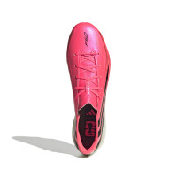 adidas F50 Hyperfast League Gazon Naturel Chaussures de Foot (FG) Rose Vif Noir Doré Blanc