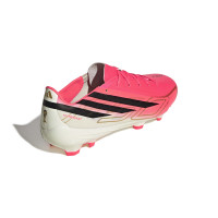 adidas F50 Hyperfast League Gazon Naturel Chaussures de Foot (FG) Rose Vif Noir Doré Blanc