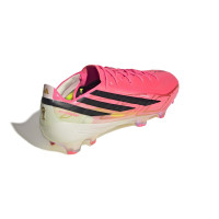 adidas F50 Hyperfast Elite Gazon Naturel Chaussures de Foot (FG) Rose Vif Noir Doré Blanc