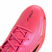 adidas F50 Hyperfast Elite Gazon Naturel Chaussures de Foot (FG) Rose Vif Noir Doré Blanc