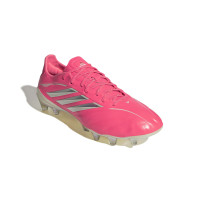 adidas Copa Pure IV Elite Gazon Naturel Chaussures de Foot (FG) Rose Vif Argenté Blanc