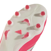 adidas Copa Pure IV Pro Gazon Naturel Chaussures de Foot (FG) Rose Vif Argenté Blanc
