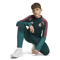 adidas Real Madrid Trainingspak 1/4-Zip 2026-2027 Kids Donkergroen Roze Wit