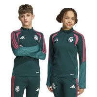 adidas Real Madrid Trainingstrui 1/4-Zip 2026-2027 Kids Donkergroen Roze Wit