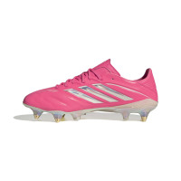 adidas Copa Pure IV Elite Crampons Vissés Chaussures de Foot (SG) Rose Vif Argenté Blanc