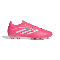 adidas Copa Pure IV League Gazon Naturel Chaussures de Foot (FG) Enfants Rose Vif Argenté Blanc