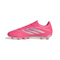 adidas Copa Pure IV League Gazon Naturel Chaussures de Foot (FG) Enfants Rose Vif Argenté Blanc