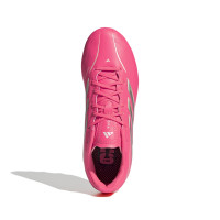 adidas Copa Pure IV League Gazon Naturel Chaussures de Foot (FG) Enfants Rose Vif Argenté Blanc