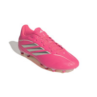 adidas Copa Pure IV League Gazon Naturel Chaussures de Foot (FG) Enfants Rose Vif Argenté Blanc