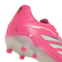 adidas Copa Pure IV League Gazon Naturel Chaussures de Foot (FG) Enfants Rose Vif Argenté Blanc