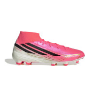 adidas F50 Hyperfast League Mid Gazon Naturel Chaussures de Foot (FG) Rose Vif Noir Doré Blanc