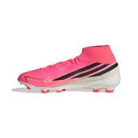 adidas F50 Hyperfast League Mid Gazon Naturel Chaussures de Foot (FG) Rose Vif Noir Doré Blanc