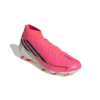adidas F50 Hyperfast League Mid Gazon Naturel Chaussures de Foot (FG) Rose Vif Noir Doré Blanc