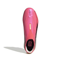 adidas F50 Hyperfast Elite Sans Lacets Gazon Naturel Chaussures de Foot (FG) Enfants Rose Vif Noir Doré Blanc
