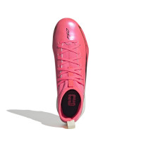 adidas F50 Hyperfast League Mid Gras Voetbalschoenen (FG) Kids Felroze Zwart Goud Wit