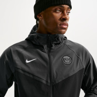 Veste Windrunner Nike Paris Saint-Germain Tech tissée noir gris foncé blanc