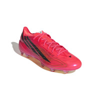 adidas F50 Hyperfast EVO Gras Voetbalschoenen (FG) Felroze Zwart Goud Wit