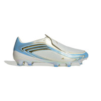 adidas F50 Messi Elite Gazon Naturel Chaussures de Foot (FG) Blanc Bleu Clair Doré