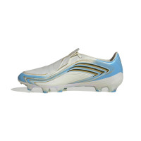 adidas F50 Messi Elite Gazon Naturel Chaussures de Foot (FG) Blanc Bleu Clair Doré