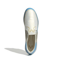 adidas F50 Messi Elite Gazon Naturel Chaussures de Foot (FG) Blanc Bleu Clair Doré