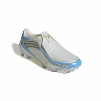 adidas F50 Messi Elite Gazon Naturel Chaussures de Foot (FG) Blanc Bleu Clair Doré