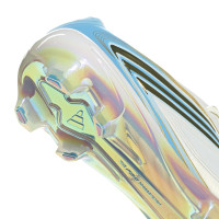adidas F50 Messi Elite Gazon Naturel Chaussures de Foot (FG) Blanc Bleu Clair Doré
