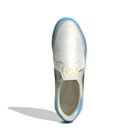 adidas F50 Messi Elite Gazon Naturel Chaussures de Foot (FG) Enfants Blanc Bleu Clair Doré