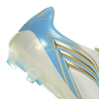 adidas F50 Messi Elite Gazon Naturel Chaussures de Foot (FG) Enfants Blanc Bleu Clair Doré
